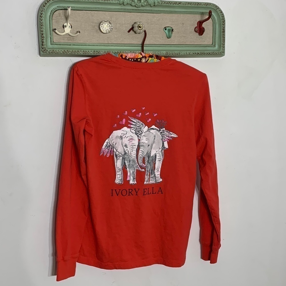 Ivory Ella organic cotton XS long sleeve red T-shirt woman’s Cupid’s wings
